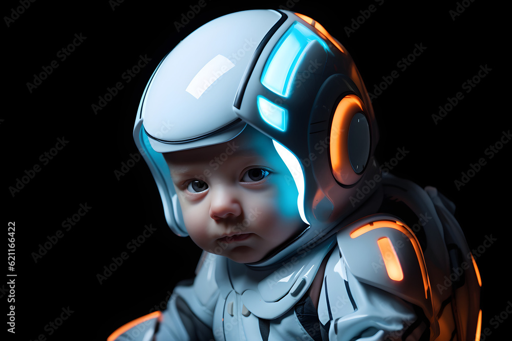 cute baby wearing tron style neon glowing body armour cute baby wearing tron style neon glowing body armour