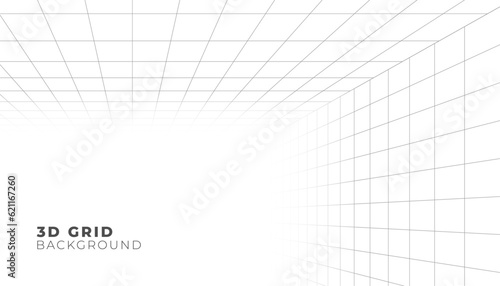 Fotografia, Obraz abstract 3d grid indoor wireframe vector design