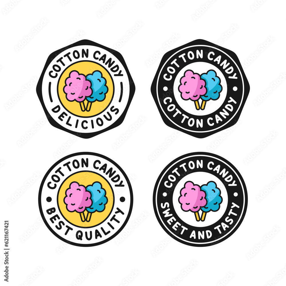 Badge stamps cotton candy design logo collection