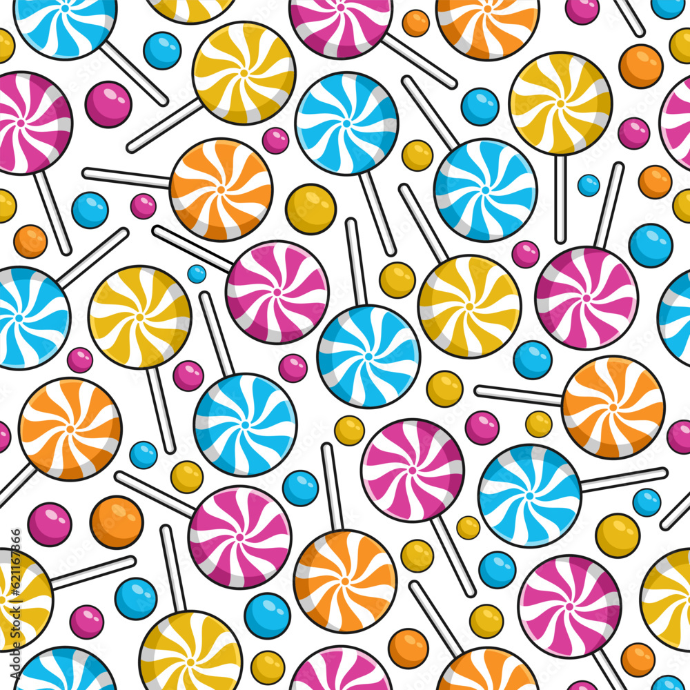 Seamless pattern spiral candy background design illustration