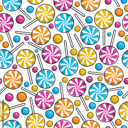 Obraz na płótnie Seamless pattern spiral candy background design illustration w salonie
