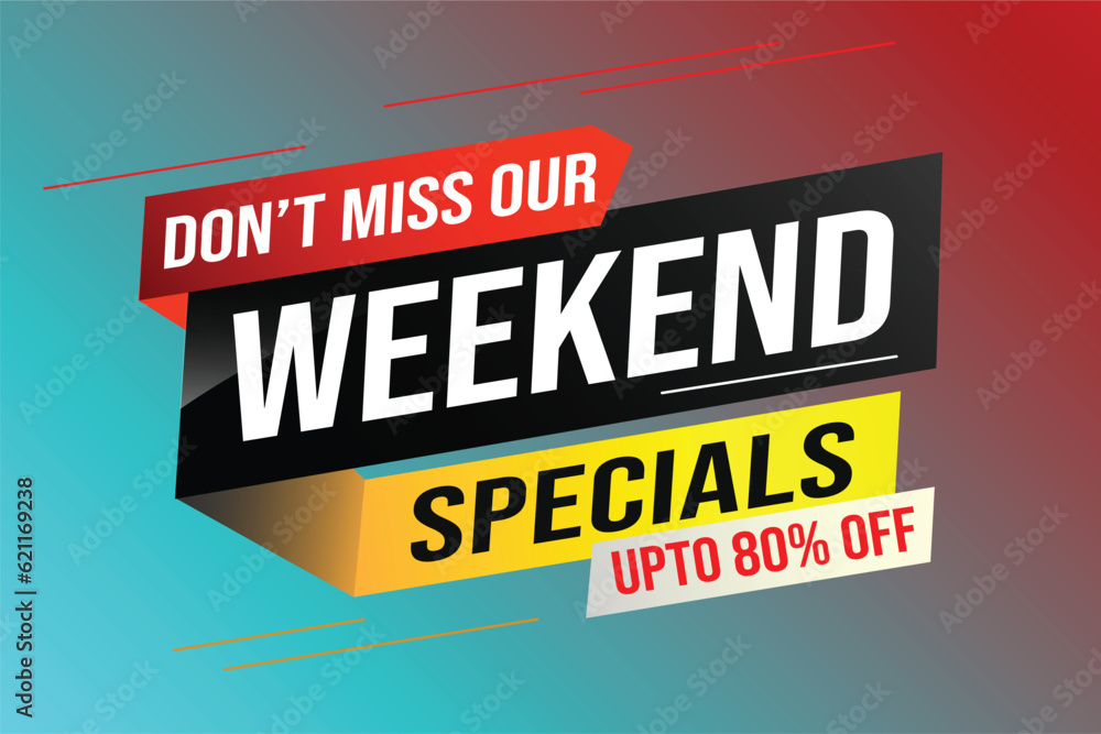 Weekend Special sale tag. Banner design template for marketing. Special offer promotion retail. background banner modern graphic design for advertising store shop, online store, website, landing page