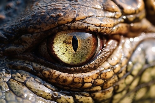 close up eye of a crocodile