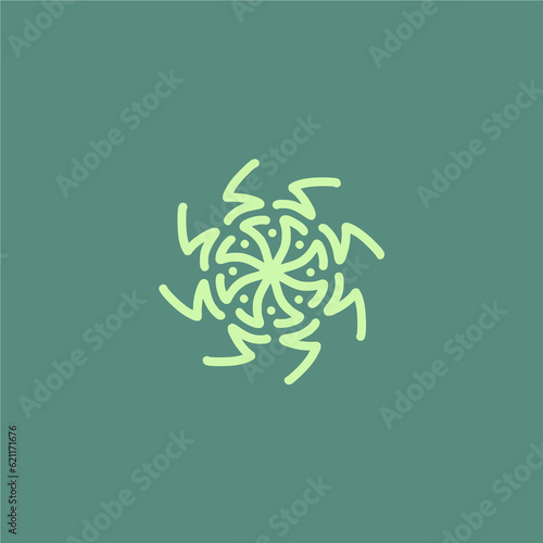 Simple radial logo design with green theme, mandala logo design
