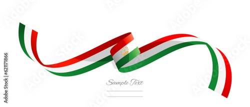Tajikistani flag ribbon vector illustration. Tajikistan flag ribbon on abstract isolated on white color background photo