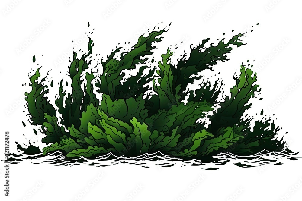 floating aquatic plants in a body of water. Generative AI Stock