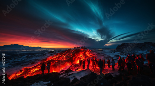 Summit of Spectacles: Einar Hákonarson's Flamboyant Vision of Aurora, Lava, and Crowded Mountain Peaks