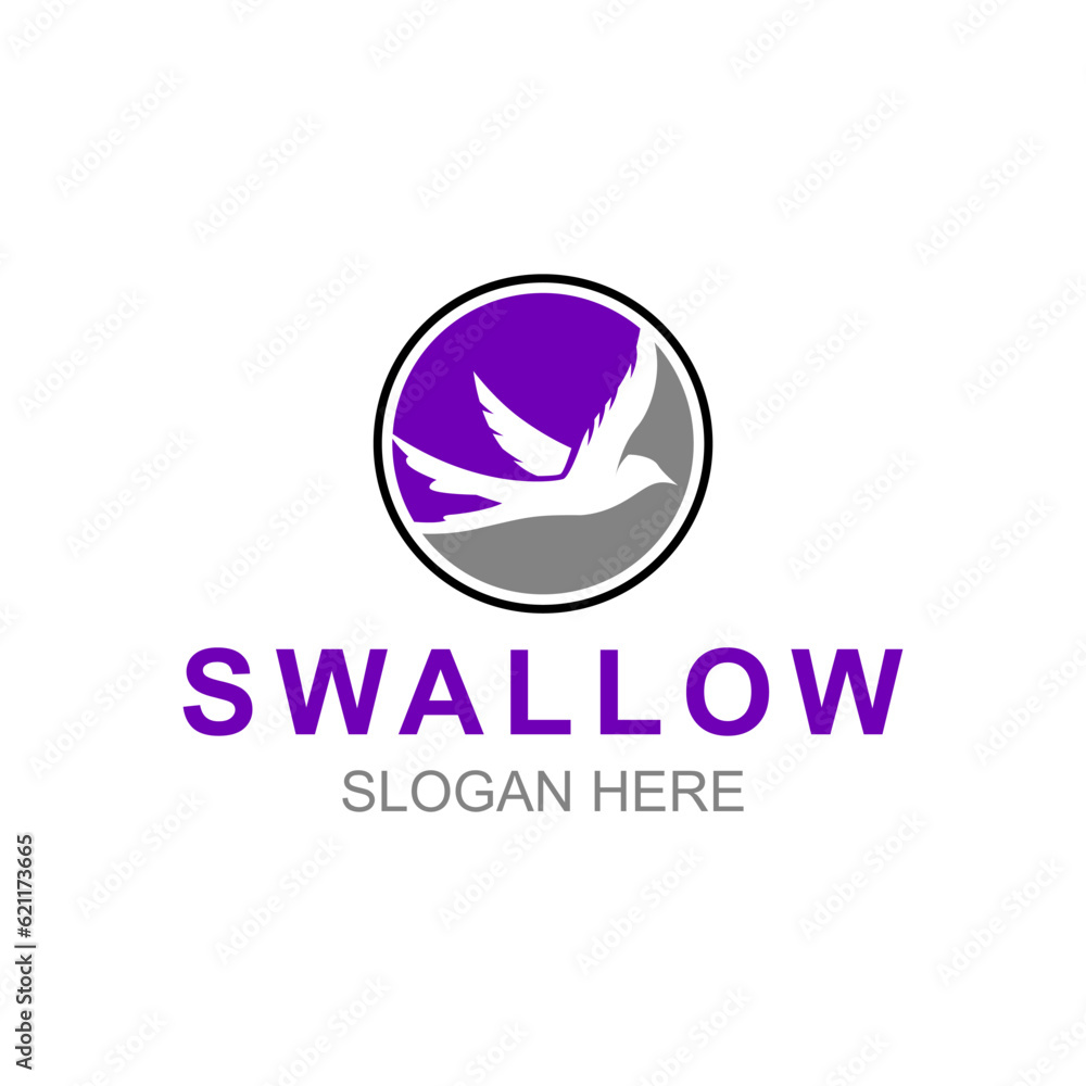 Swallow Bird logo in Circle Flying design template vector illustration Swallow Bird logo in Circle Flying design template vector illustration