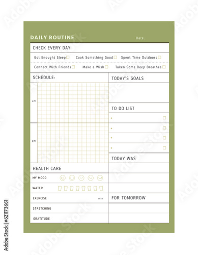 (Nature) Daily Rountine template vector. Vector illustration. List.