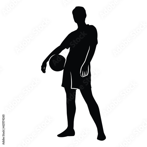 Collection of black silhouettes of soccer players. Shadows of the footballers on a white background. Sports illustrations.