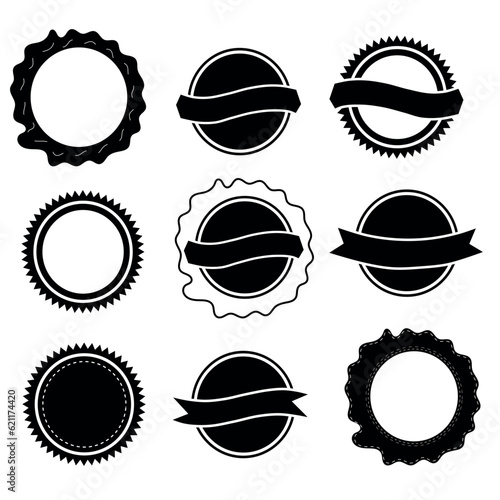 Sets of black color label stamps