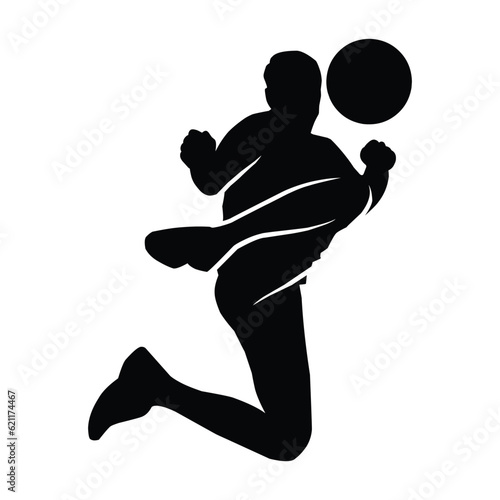 Collection of black silhouettes of soccer players. Shadows of the footballers on a white background. Sports illustrations.