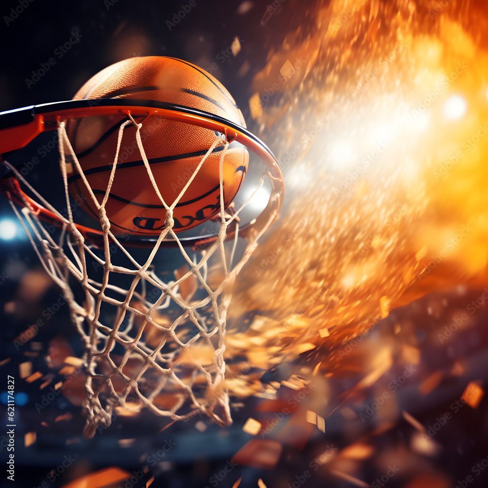 basketball hoop and ball in the sunset ,Generative Ai basketball hoop and ball in the sunset ,Generative Ai