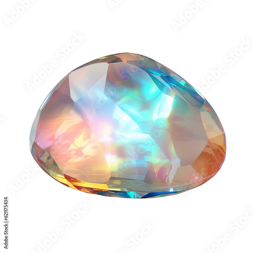 Opal, isolated on transparent background cutout .