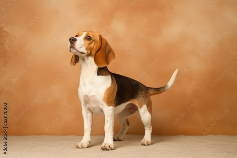Cute Beagle in nature, national geography, Wide life animals. AI Generated.
