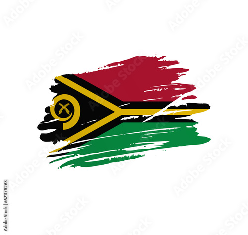 Vanuatu flag - nation vector country flag trextured in grunge scratchy brush stroke.