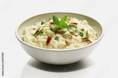 Traditional dish with rice, isolated on white background.