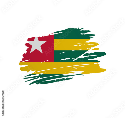 Togo flag - nation vector country flag trextured in grunge scratchy brush stroke.
