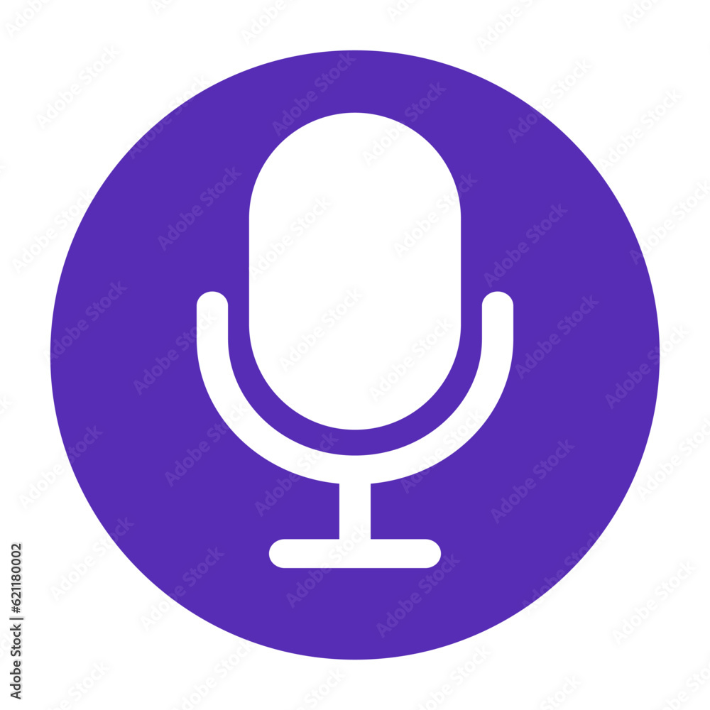 Purple round microphone icon. Vector. Purple round microphone icon. Vector.