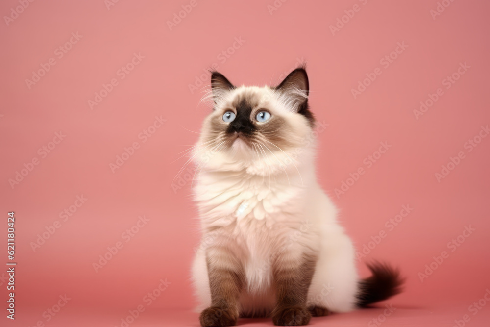 Cute Birman in nature, national geography, Wide life animals. AI Generated.