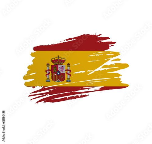 Spain flag - nation vector country flag trextured in grunge scratchy brush stroke.