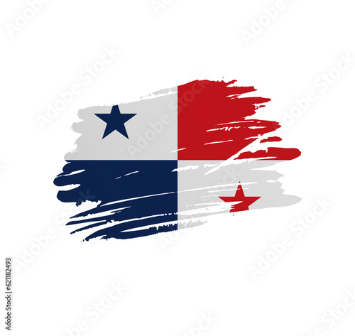 Panama flag - nation vector country flag trextured in grunge scratchy brush stroke.