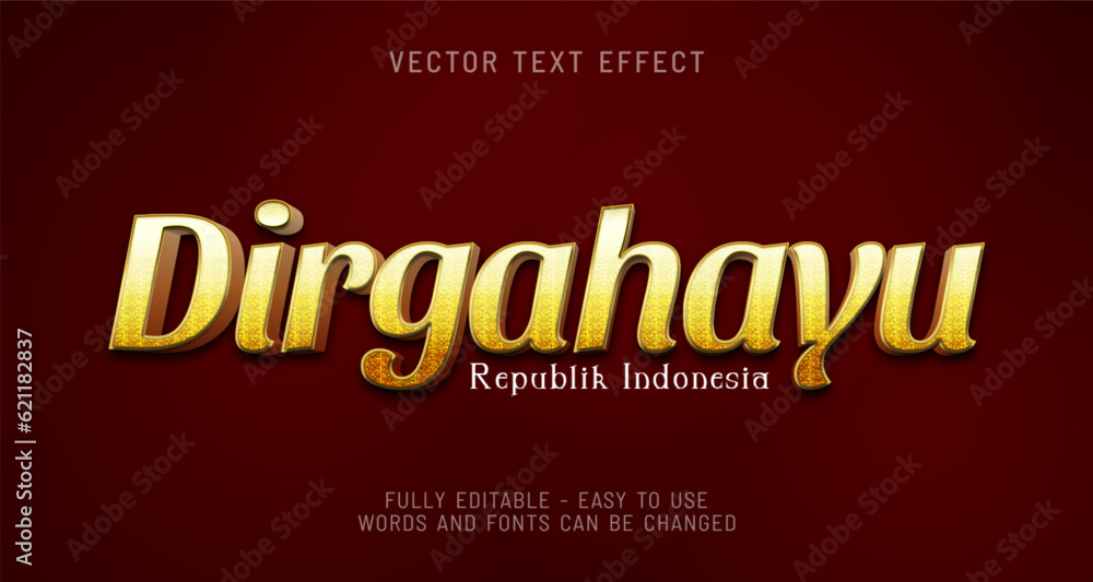 Dirgahayu republik indonesia with editable text effect Dirgahayu republik indonesia with editable text effect