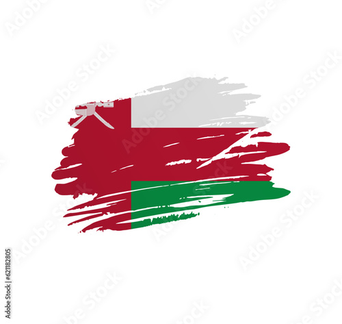 Oman flag - nation vector country flag trextured in grunge scratchy brush stroke.