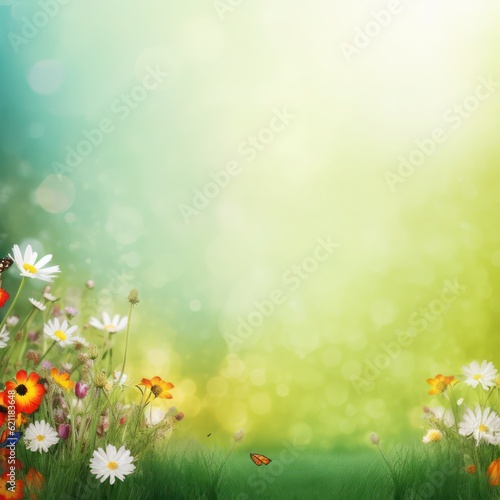 A spring background with empty space. Generative AI