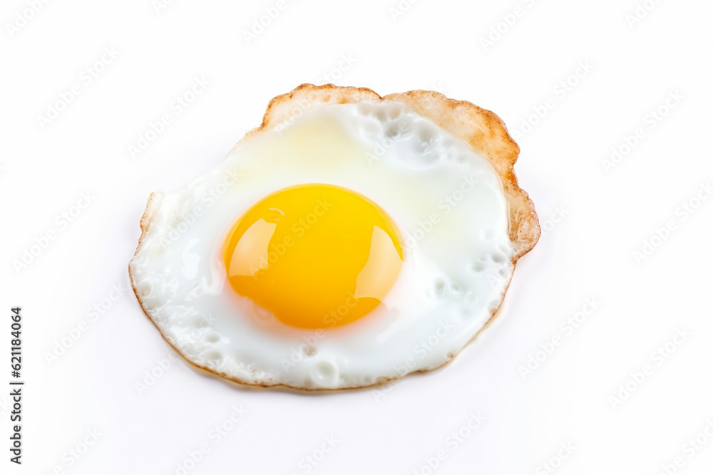 Fried egg on isolated white background, generative ai Fried egg on isolated white background, generative ai