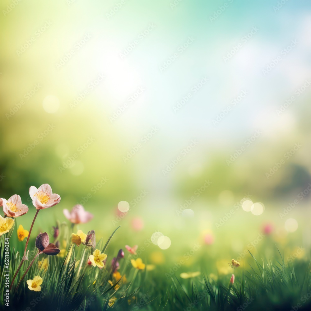 A spring background with empty space. Generative AI A spring background with empty space. Generative AI