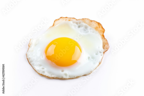 Fried egg on isolated white background, generative ai
