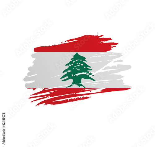 Lebanon flag - nation vector country flag trextured in grunge scratchy brush stroke.