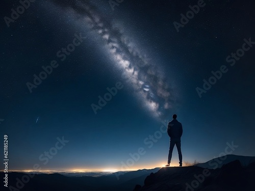 hombre de espaldas mirando las estrellas