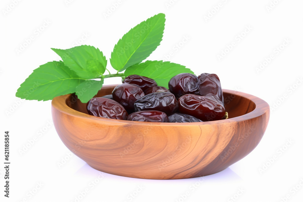 Pile of tasty dry dates on isolated white background, generative ai Pile of tasty dry dates on isolated white background, generative ai