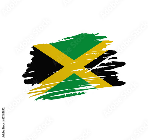 Jamaica flag - nation vector country flag trextured in grunge scratchy brush stroke.