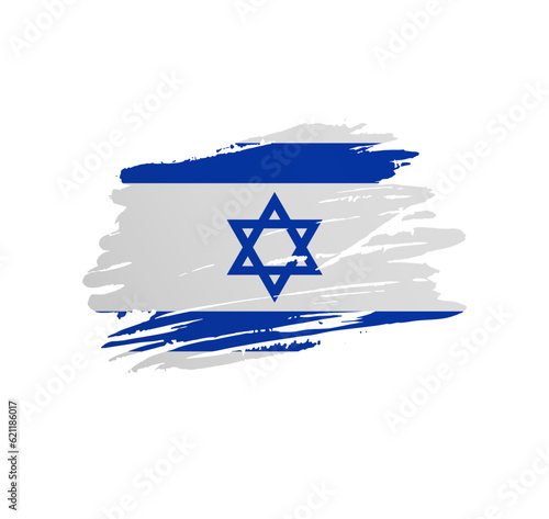 Israel flag - nation vector country flag trextured in grunge scratchy brush stroke.
