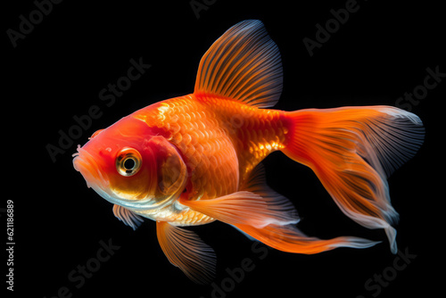 Cute Goldfish in nature, national geography, Wide life animals. AI Generated.