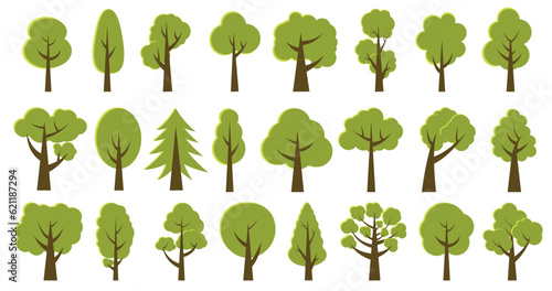 Collection of illustrations of trees. Can be used to illustrate any nature or healthy lifestyle theme.