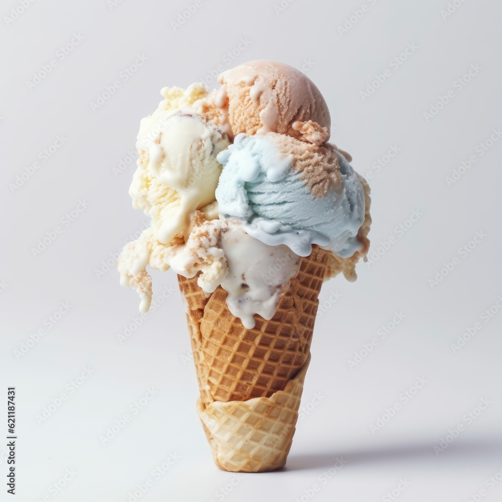 Ice cream, white background. Generative AI Ice cream, white background. Generative AI