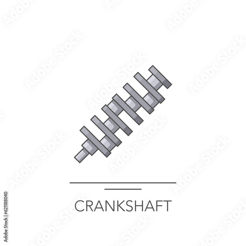 Car crankshaft icon. Outline colorful icon of crankshaft on white. Vector illustration