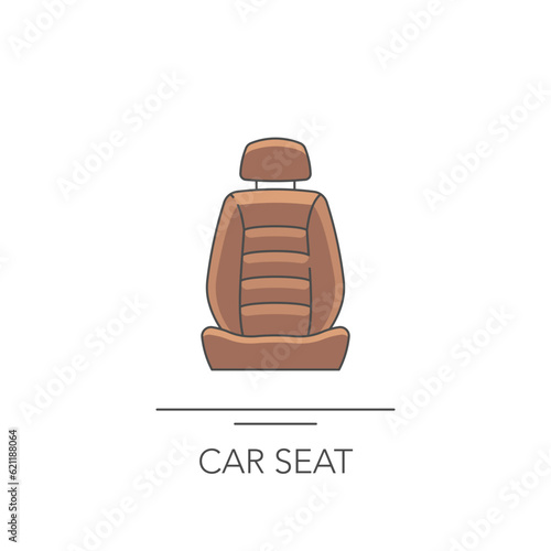 Car seat icon. Outline colorful icon of car seat on white. Vector illustration