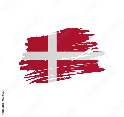 Denmark flag - nation vector country flag trextured in grunge scratchy brush stroke.