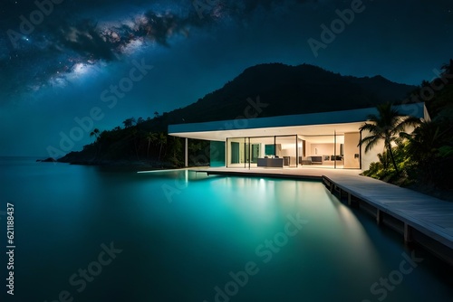pool at night with trees © Mateen