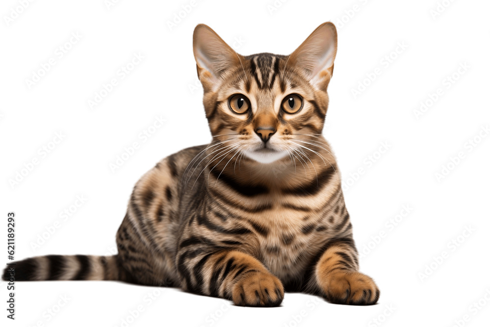 Isolated Bengal cat on a transparent background, Generative Ai