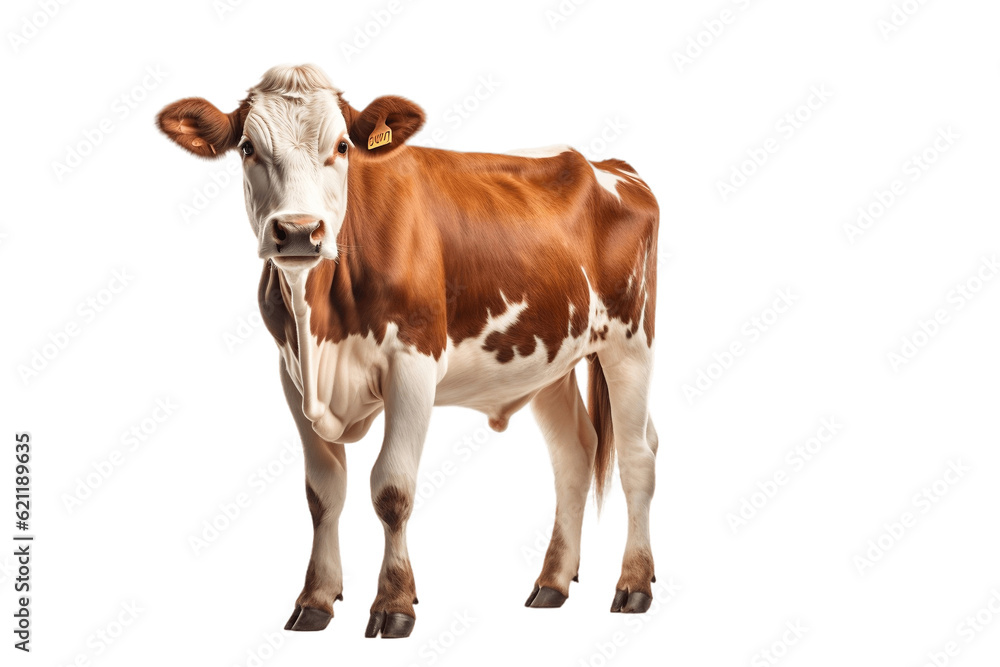 A cow isolated on a transparent background, Generative Ai