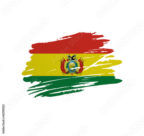 Bolivia flag - nation vector country flag trextured in grunge scratchy brush stroke.