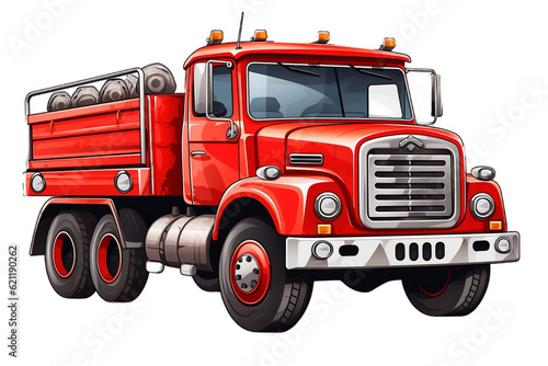 A vibrant red truck on a clean transparent background  Generative Ai