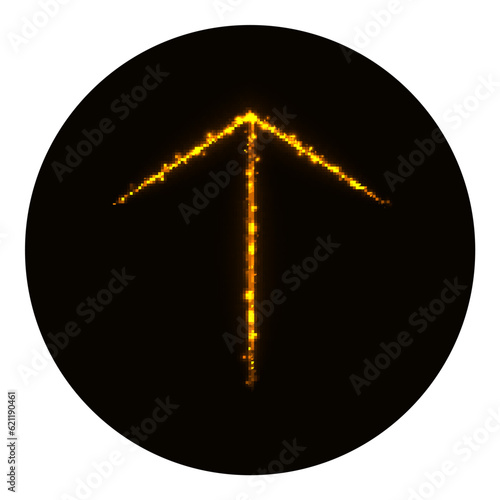 Arrow icon silhouette of gold lights