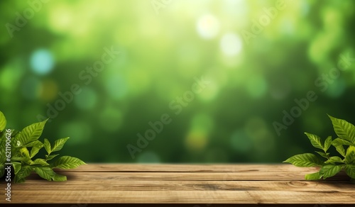 a green leaf on a wooden surface
